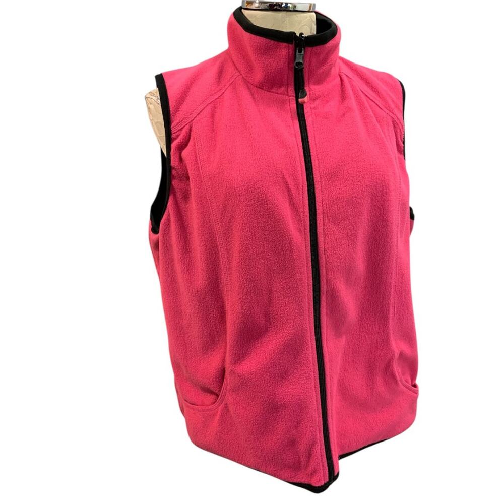 Size XL Oleg Cassini Sport Womens Reversible Fleece Pink Vest Full Zip